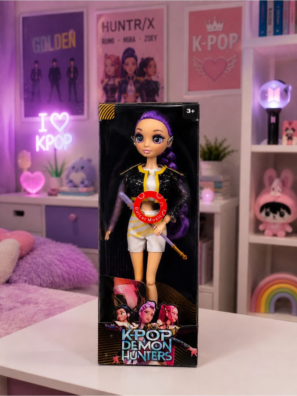 KPOP Demon Hunters Rumi Singing Doll – Purple Hair – Lights & Music – New in Box